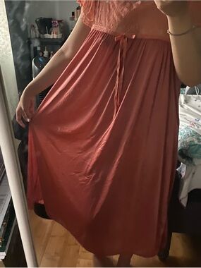 Women’s Knee-Length Drawstring Skirt in Dusty Coral